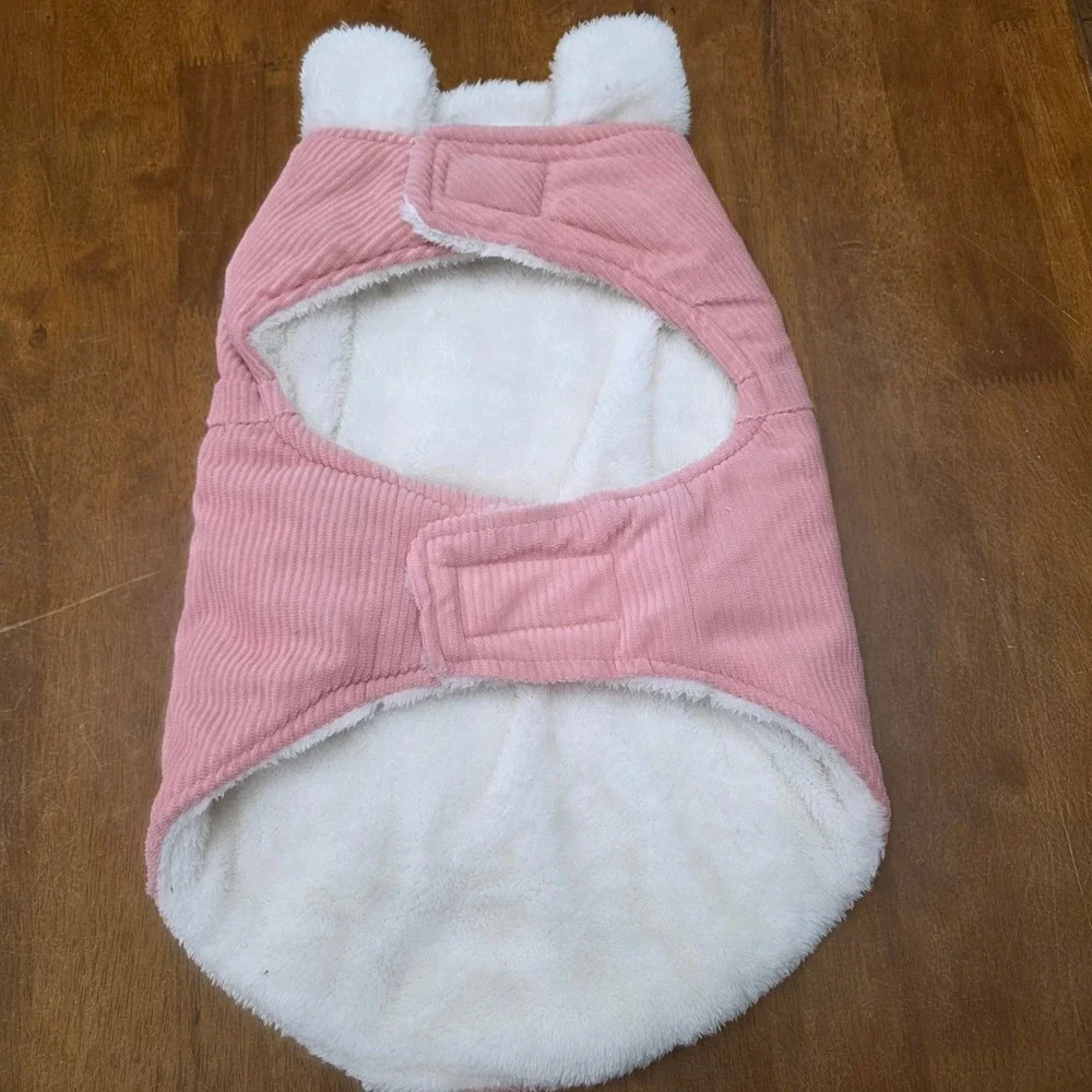 Pawsitively Fun Pink‎ Corduroy Sherpa Lined Pet Dog Jacket Warm Cozy Size L